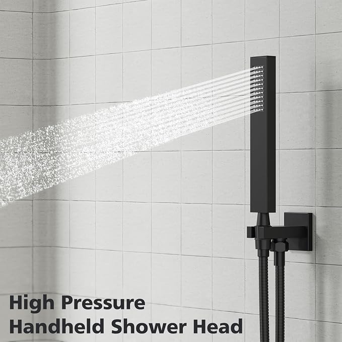 Gabrylly Black Shower System, High-Pressure 10" Stainless Steel Rain Showerhead - Image 4