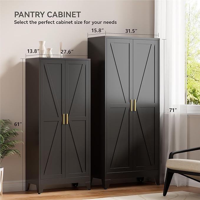 61" Tall Metal Kitchen Pantry Storage Cabinet - Image 5
