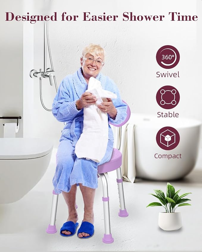 Swivel Shower Chair, 360° Non-Slip Shower Seat - Image 8