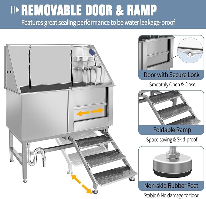 50" Dog Washing Station, Professional Stainless Steel Dog Bathing Station - Image 3