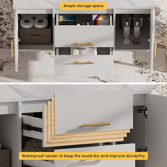 homary 39.4" Modern Floating Bathroom Vanity - Image 2