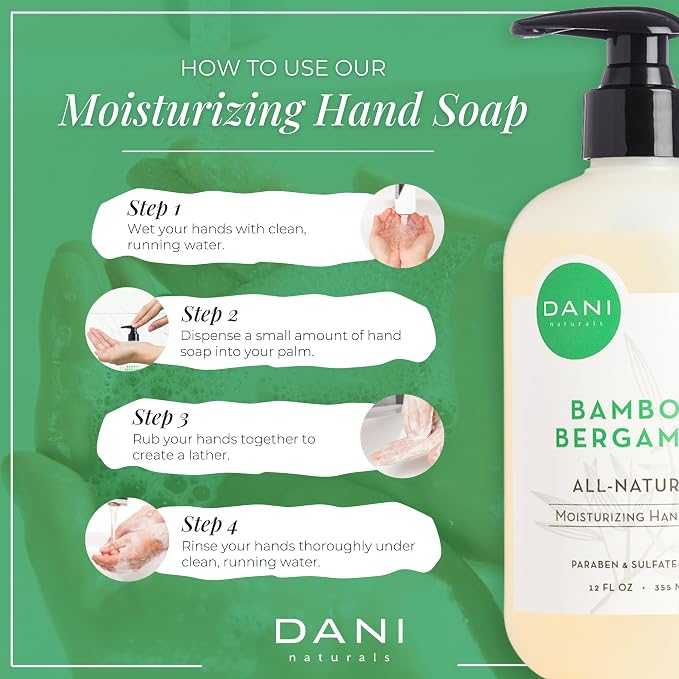 DANI Naturals Moisturizing Hand Soap – Bamboo Bergamot Scent, Sulfate-Free & - Image 5