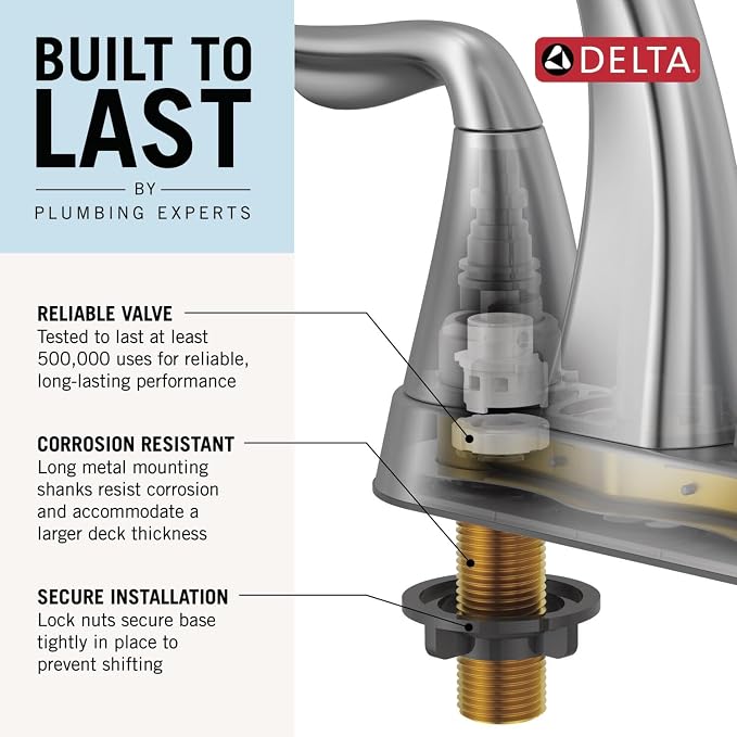 Delta Arvo Centerset Brushed Nickel Bathroom Faucet - Image 7
