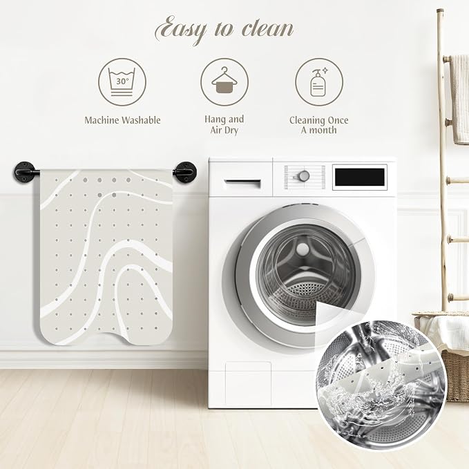SHUCHING White Minimalist Lines Bath Mat - Image 4