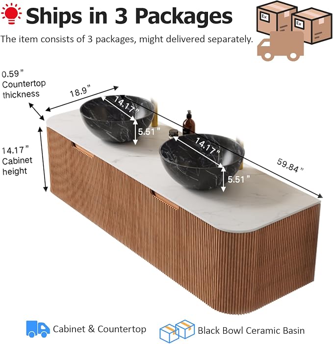 60 Inch Floating Bathroom Vanity - Image 2