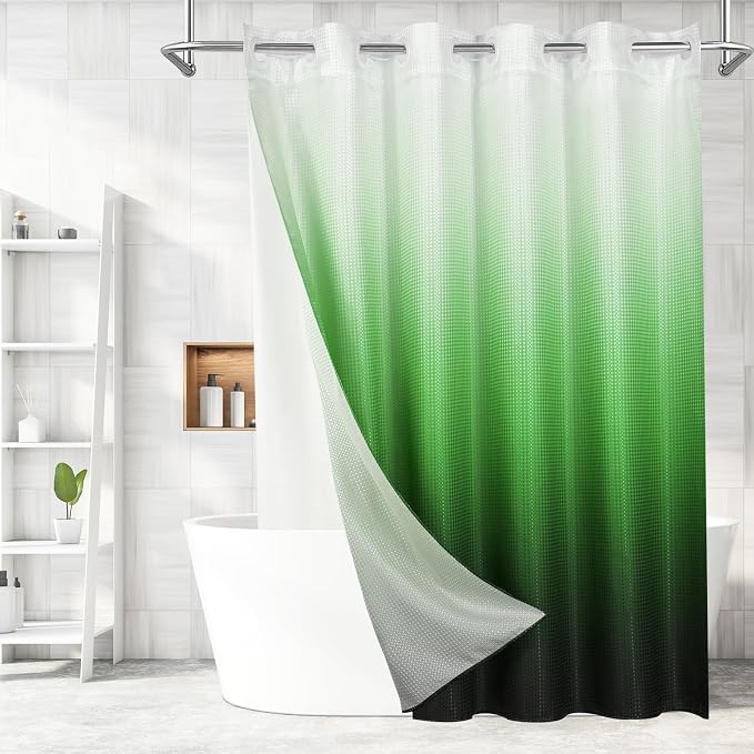 MitoVilla No Hooks Needed Extra Long Shower Curtain Liner Set, 86 inch XL by MitoVilla