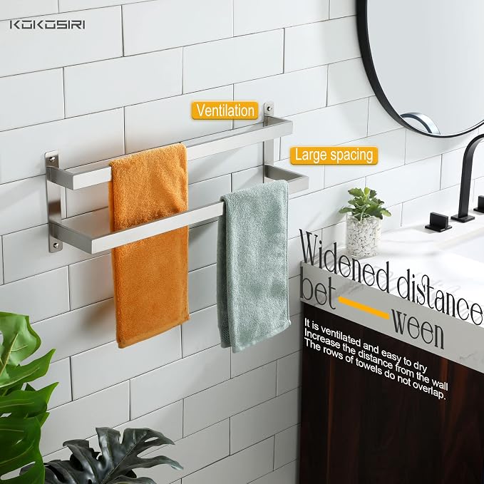 KOKOSIRI Bath Towel Bars Bathroom 2-Tiers Ladder Towel Rails 24-Inch Towel - Image 6