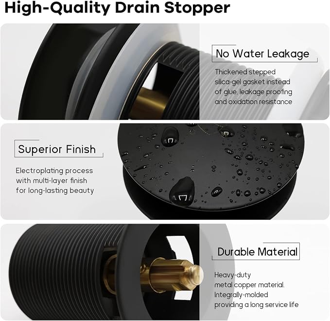 FerdY Pop-up Drain for Freestanding Bathtub, Matte Black Finish, cUPC - Image 5