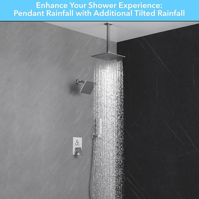 VANFOXLE Shower Faucet Set Brushed Nickel Shower System, Push Button Diverter - Image 6