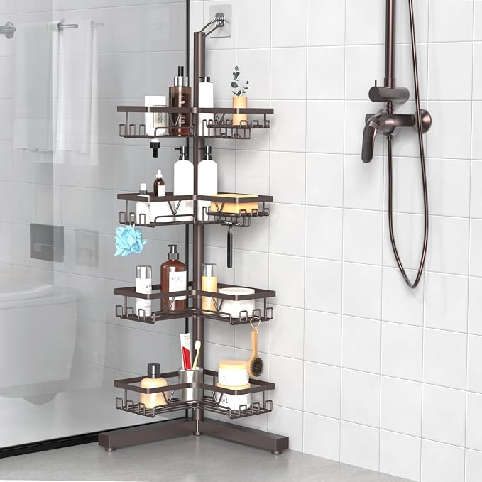 KEGII Floor Corner Shower Caddy Standing, Rustproof 4-Tier Shower Shelf - Image 6