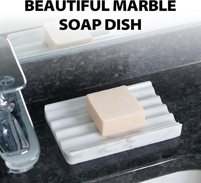 Soap Holder, Marble Soap Dish for Shower, Bar Soap Holder - Image 5