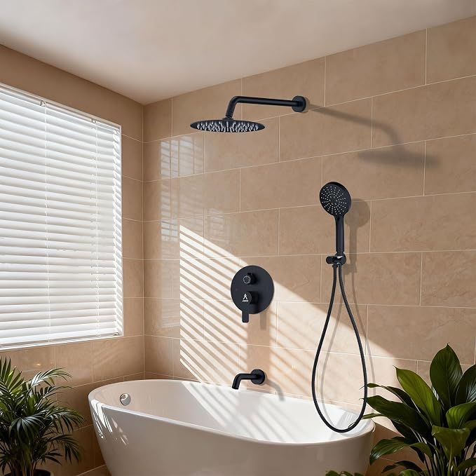 3 Functions Shower System，Modern Three-Setting 10-Inch Round Rain Shower Head - Image 2