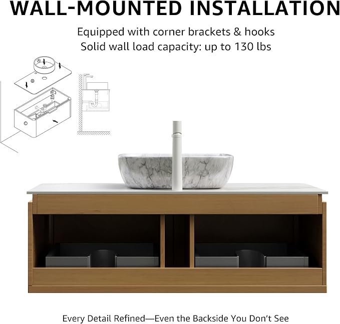 60” Floating Double Sink Bathroom Vanity - Image 7