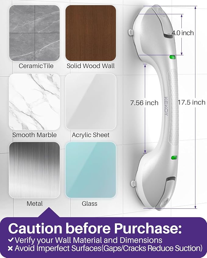 KEKOY 17.5 Inch Suction Grab Bars - Image 3