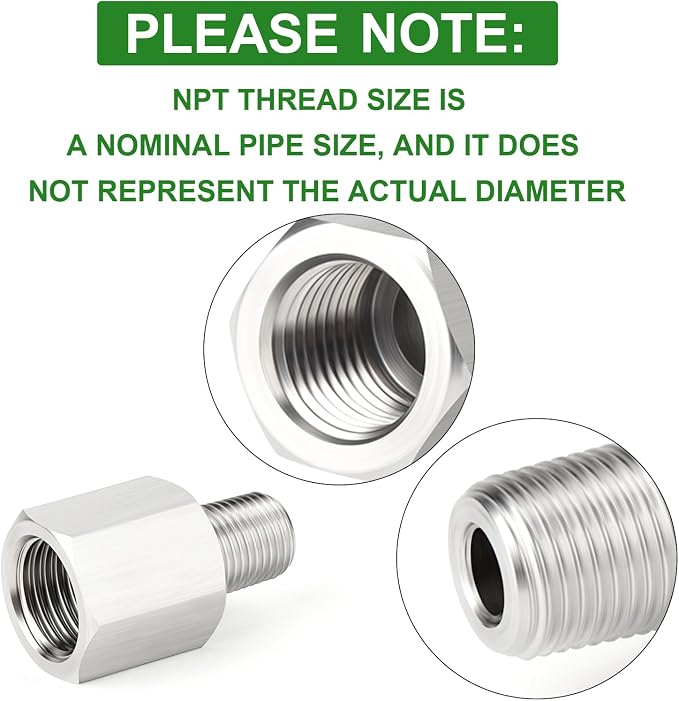 TAISHER 10PCS 304 Stainless Steel Pipe Fitting, 1/8" NPT Male x 1/4" NPT Female - Image 4