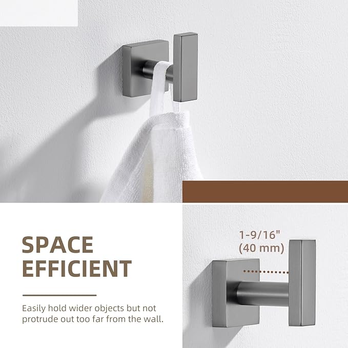 Angle Simple Square Towel Hook, SUS304 Stainless Steel Robe Coat Hook - Image 5