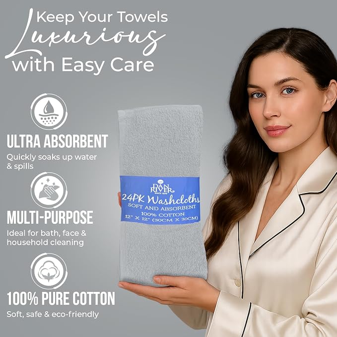 DAN RIVER 24 Pack Wash Cloths for Showering - Image 4