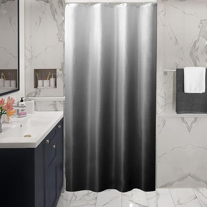 Gibelle Small Stall Shower Curtain 36 x 72, Narrow Half Black Ombre Shower by Gibelle