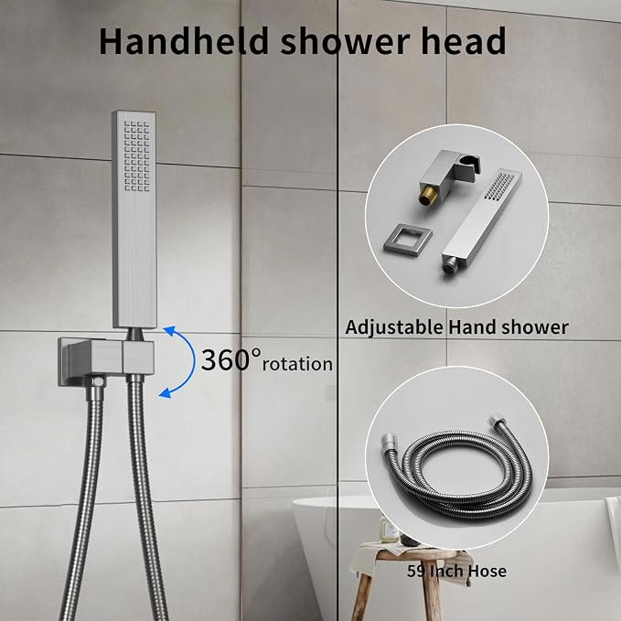 Bathroom shower system Ceiling 14x20 inch shower head, spray - Image 6
