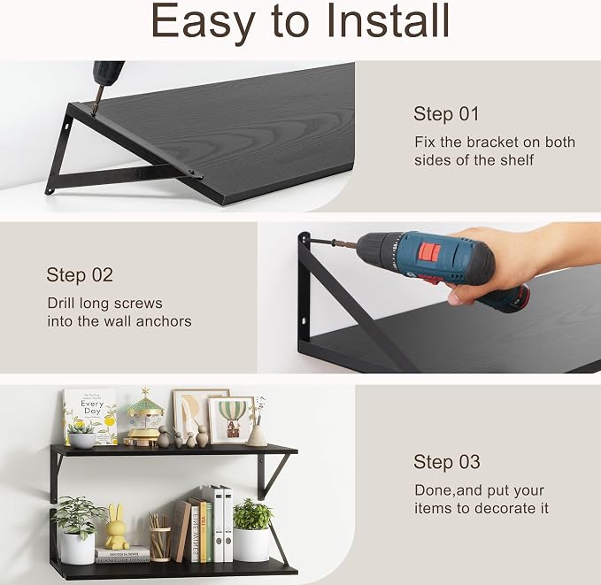 Floating Shelves 48 Inch Long, Wide Large Display Storage Shelves - Image 7
