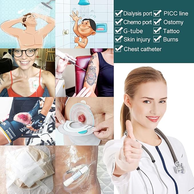 Waterproof Shower Protector | 10x12 Inch Dialysis Catheter Shower Cover Large | - Image 8