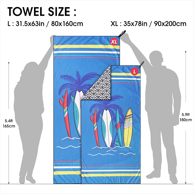 4Monster Microfiber Beach Towel Quick Dry, Super Absorbent Lightweight Travel - Image 4