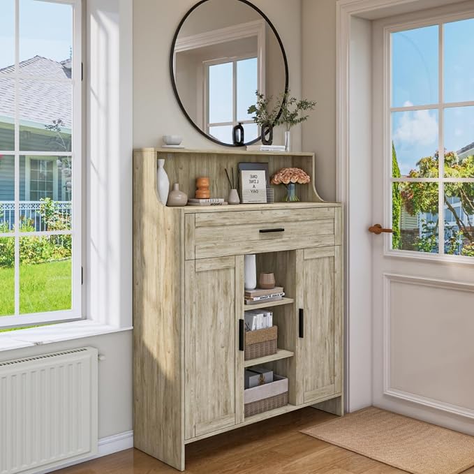 Storage Cabinet with Doors and Drawers, Kitchen Storage Cabinet with 1 Large - Image 7