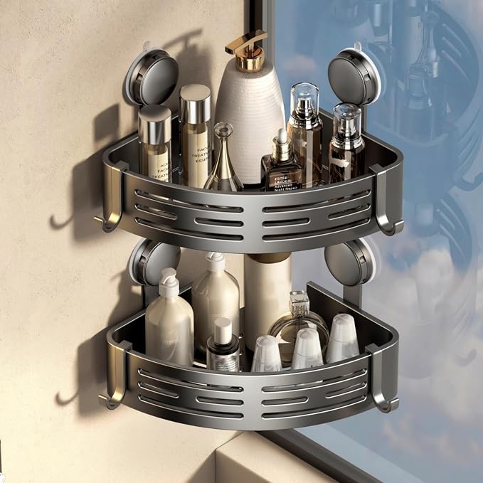 VOLPONE Corner Shower Caddy Suction Cup Shower Shelf Corner No Drilling by VOLPONE