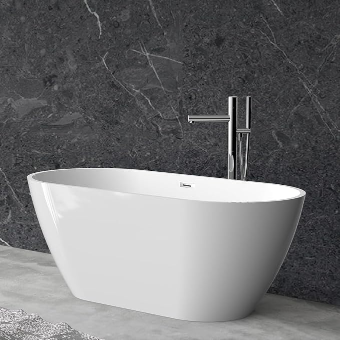 59''Acrylic Freestanding Bathtub Soaking Tub, Free Standing Bath Tub - Image 5