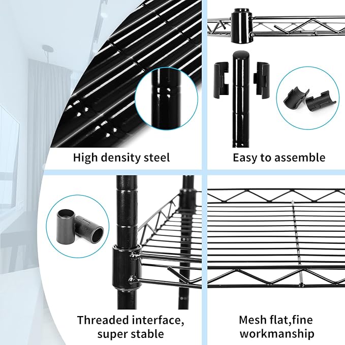5-Tier Wire Shelving Adjustable Shelves Unit Metal Storage Rack - Image 5