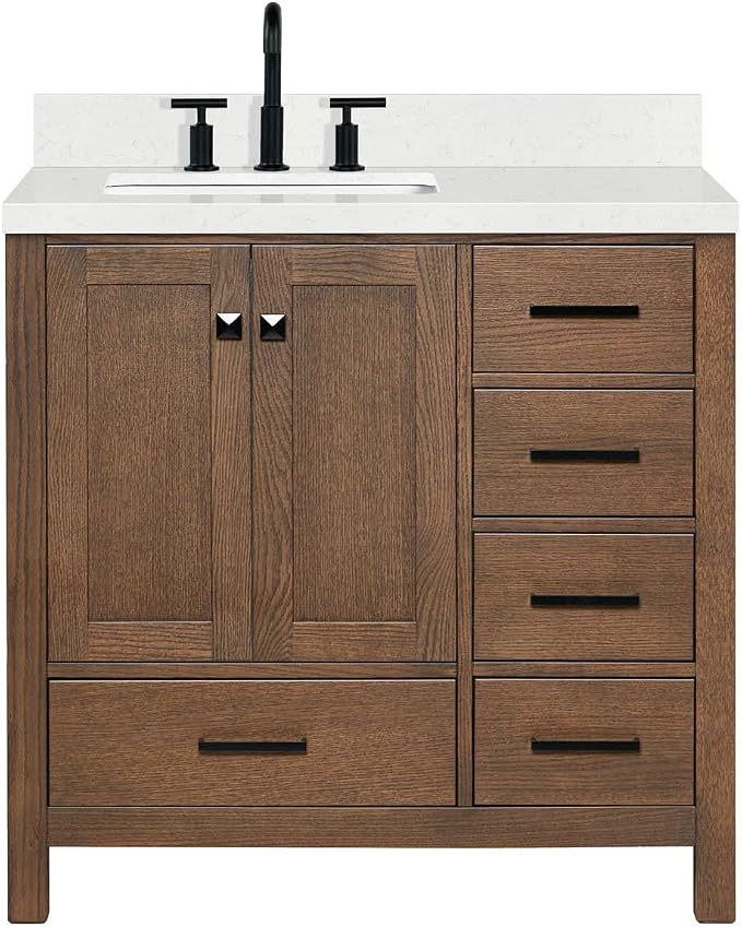 ARIEL Cambridge 36 Inch Single Rectangular Sink Bathroom Vanity - Image 11