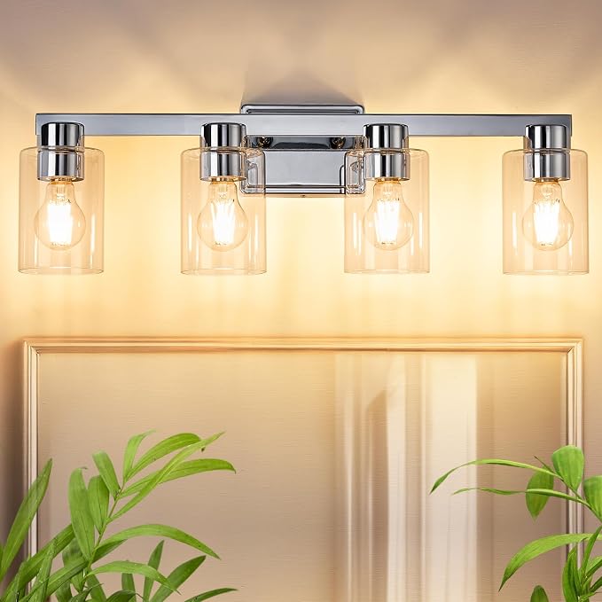 4-Light Bathroom Light Fixtures Modern Chrome Vanity Lights by Unknown
