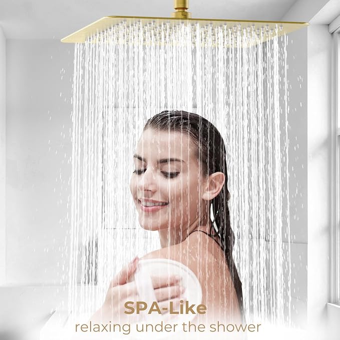 High Pressuer Square Rain Shower Head, Ultra Thin, SUS304 Stainless Steel - Image 5
