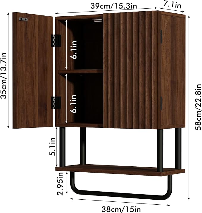 RUSTOWN Farmhouse Bathroom Wall Cabinet - Image 2