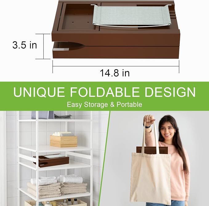 Bathtub Caddy Tray for Tub, Foldable Bamboo Bath Table Tray - Image 6