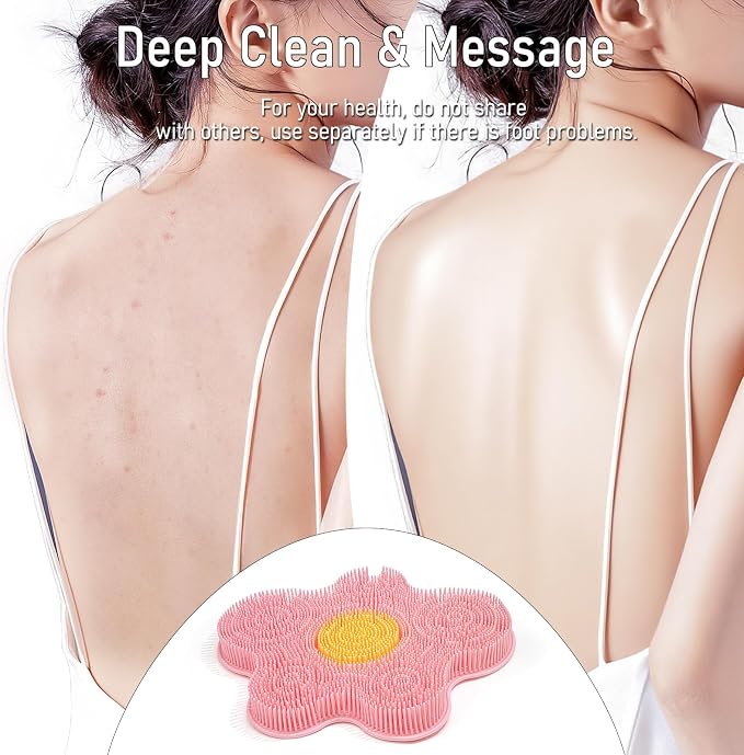 Shower Foot Scrubber Mat Silicone, Back Scrubber Exfoliating Washer Pad - Image 3