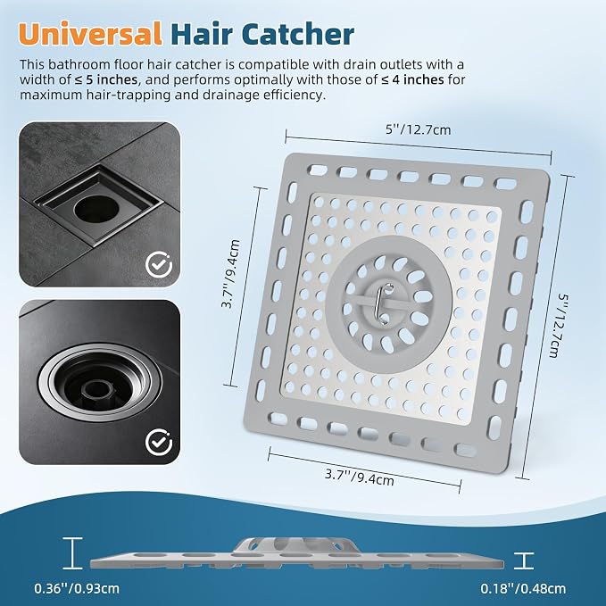 Hibbent Upgraded Shower Drain Hair Catcher, Shower Drain Cover - Image 6
