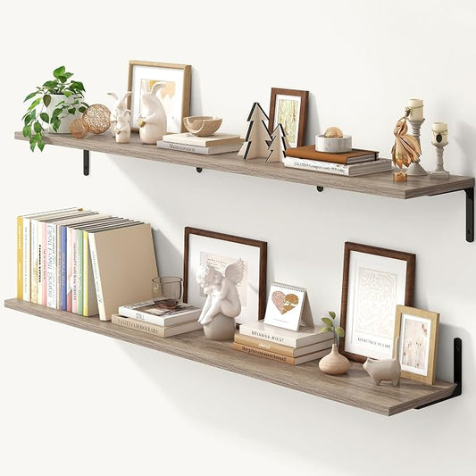 Fun Memories Deep Floating Shelves, 55W x 8D Floating Shelves Set of 2 by FunMemories