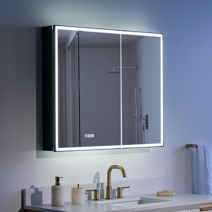 WELLFOR 36" X 30" LED Mirrored Medicine Cabinet, Medicine Cabinets by WELLFOR
