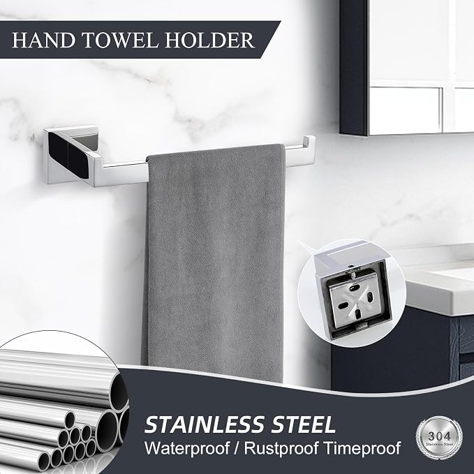 TURS 5-Piece Bathroom Hardware Set Polished Towel Bar Sets Include 23.4 Inch - Image 3