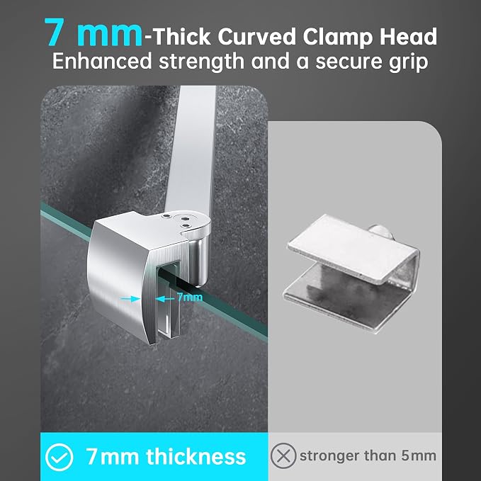 Frameless Shower Door Support Bar, Stainless Steel Wall-to-Glass Support Arm to - Image 6