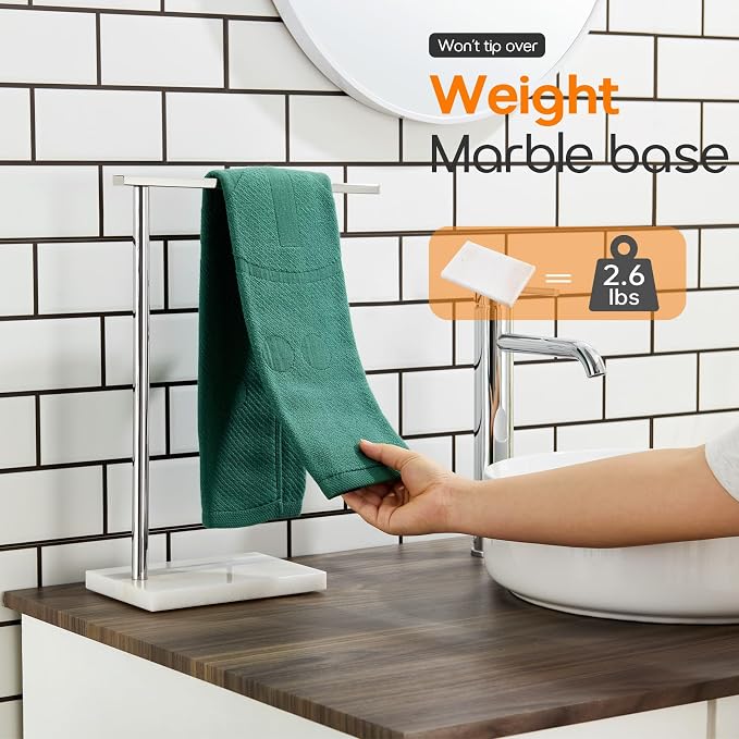 Towel Holder Chrome for Bathroom Vanity Countertop 1-Tier Towel Rack Stand - Image 5
