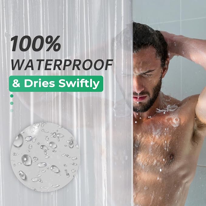 AmazerBath Long Shower Curtain 80 Inches Clear Shower Curtain Plastic Premium - Image 5