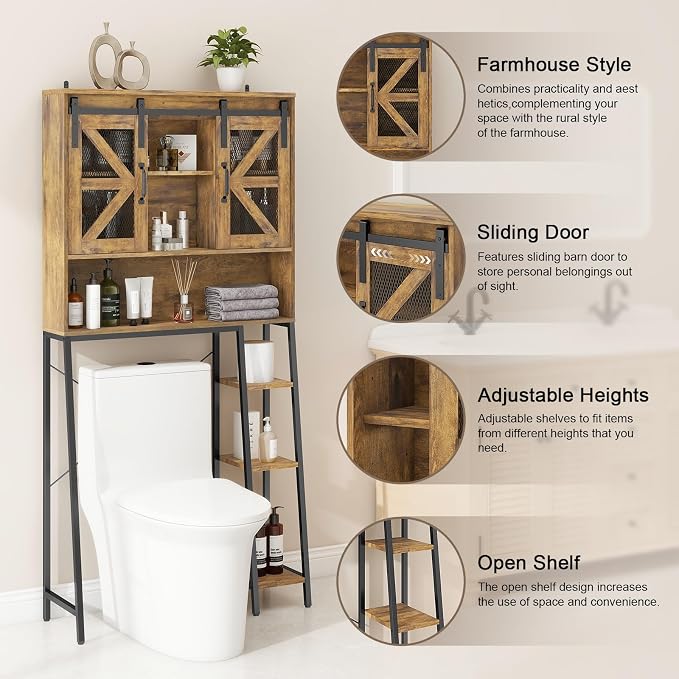 Vabches Over The Toilet Storage Cabinet, Farmhouse Storage Cabinet Over Toilet - Image 5