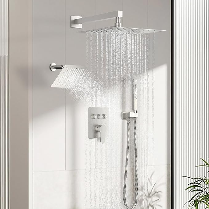 Shower System Dual Head，STARBATH 12+6" Rainfall Shower Head and Handheld Spray - Image 7