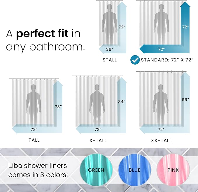 LiBa Bathroom Shower Curtain Premium PEVA Non-Toxic - Image 2