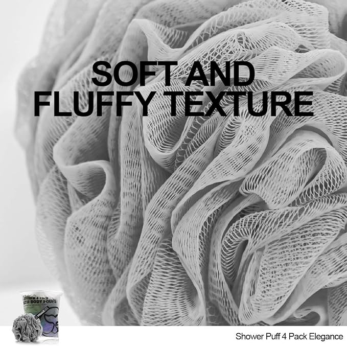 Loofah Sponge Bath Sponge for Women Men 4 Pack - Image 4