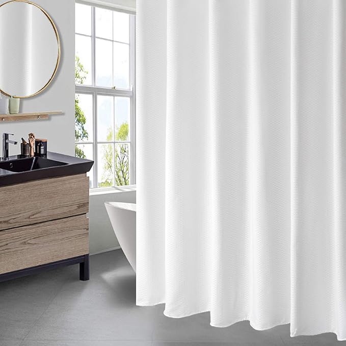 AooHome 36x72 Inch Shower Curtain, Stall Size Fabric Weave Waffle Bathroom - Image 2