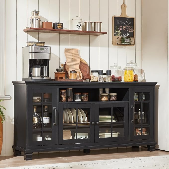 Large Black Sideboard Buffet Cabinet - Image 7