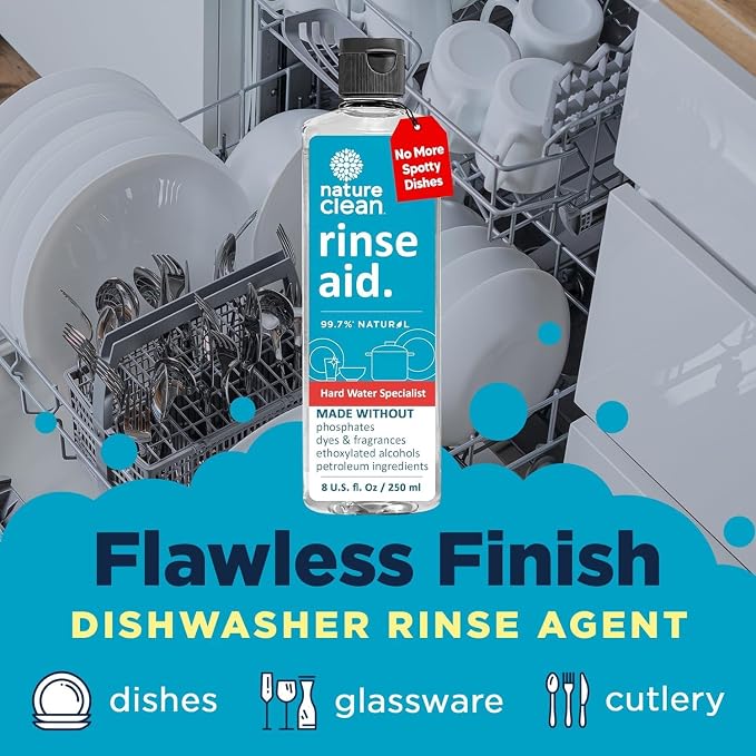 Nature Clean Natural Dishwasher Rinse Aid Liquid, Plant-Based Dishwasher Drying - Image 2